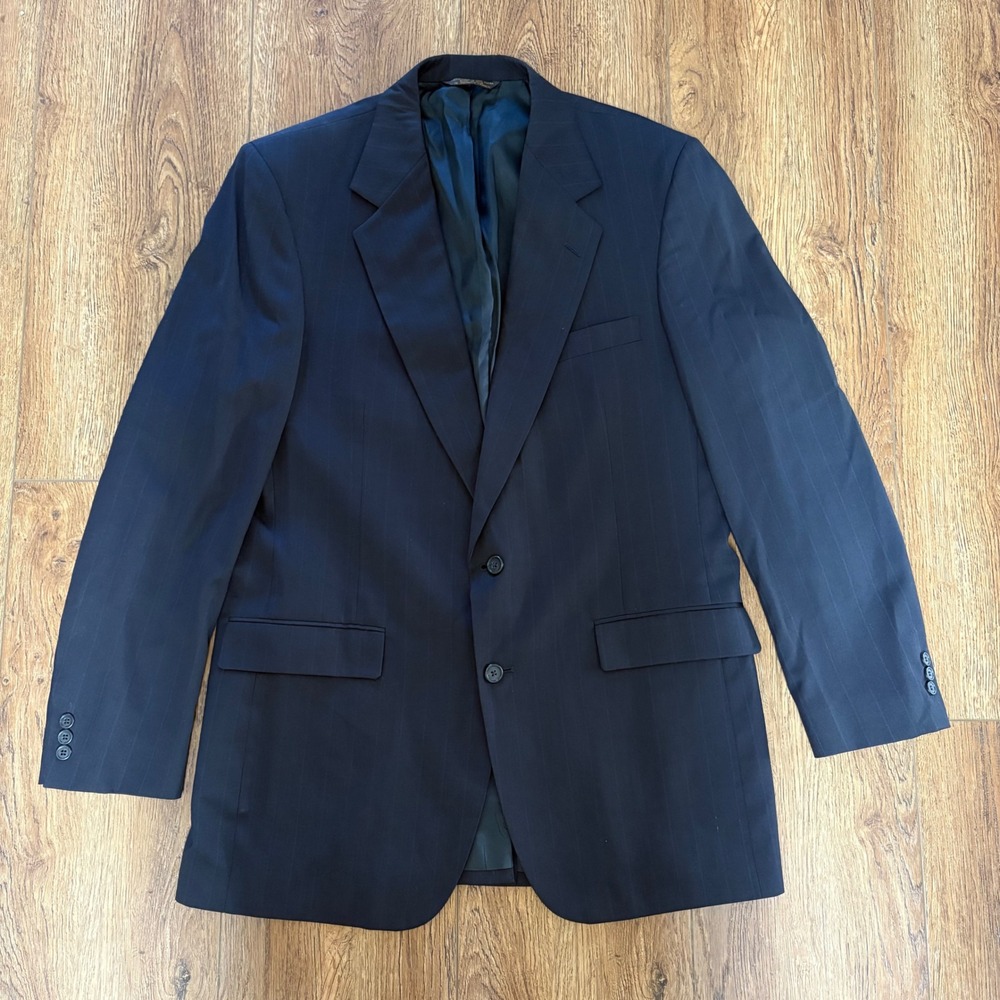 Botany 500 Couture Mens Blazer Navy Blue Pinstripe 2 Button Sport Coat 42 EX-L